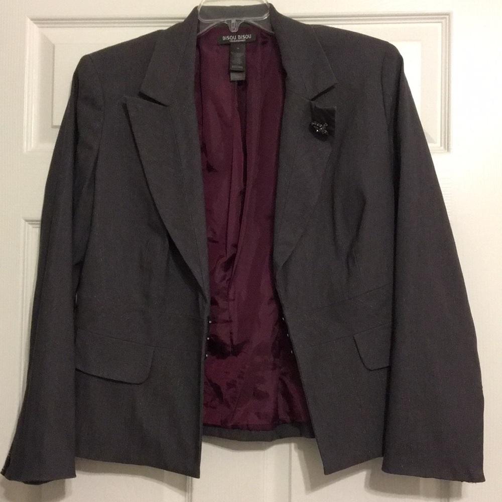 Gray and purple blazer